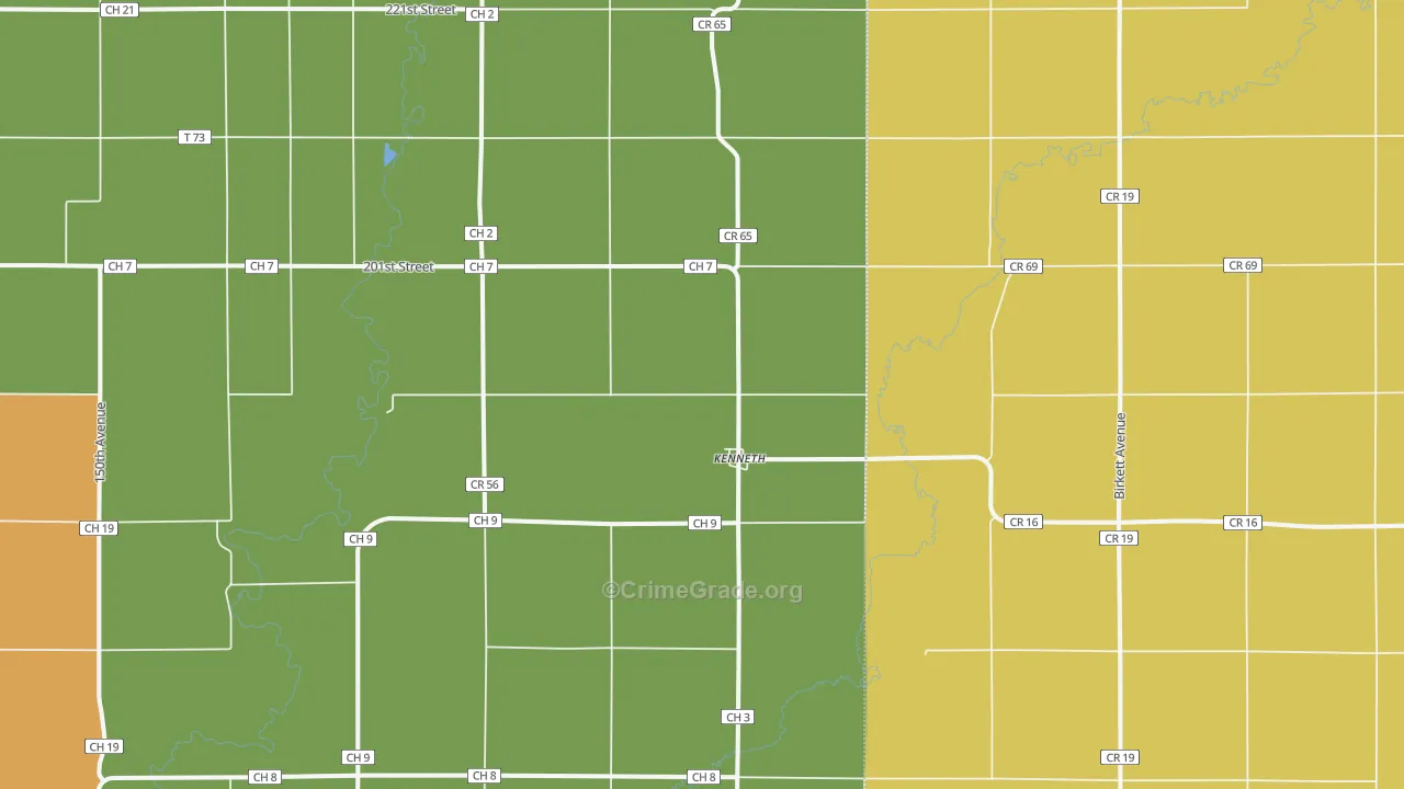 Kenneth, MN Map of Robbery Rates