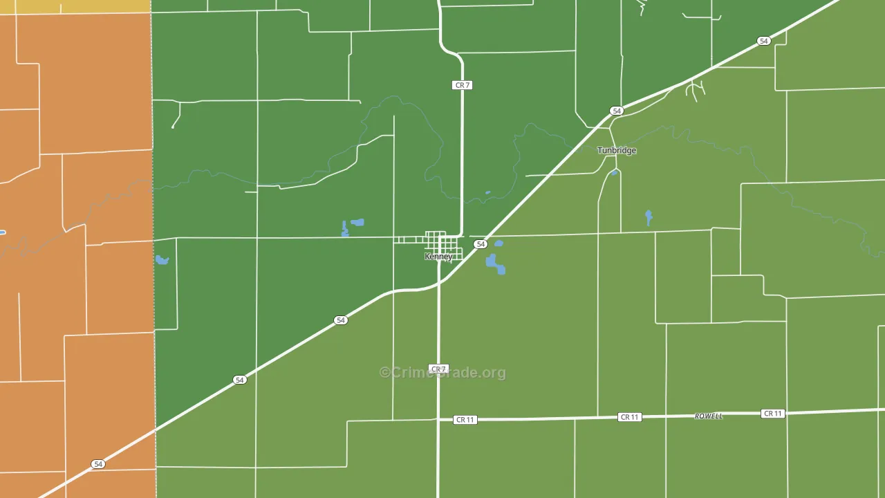 Kenney, IL Map of Robbery Rates
