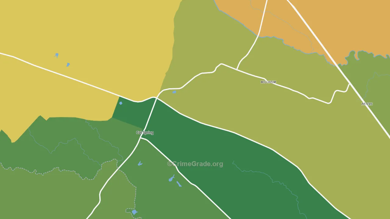Kenney, TX Map of Robbery Rates