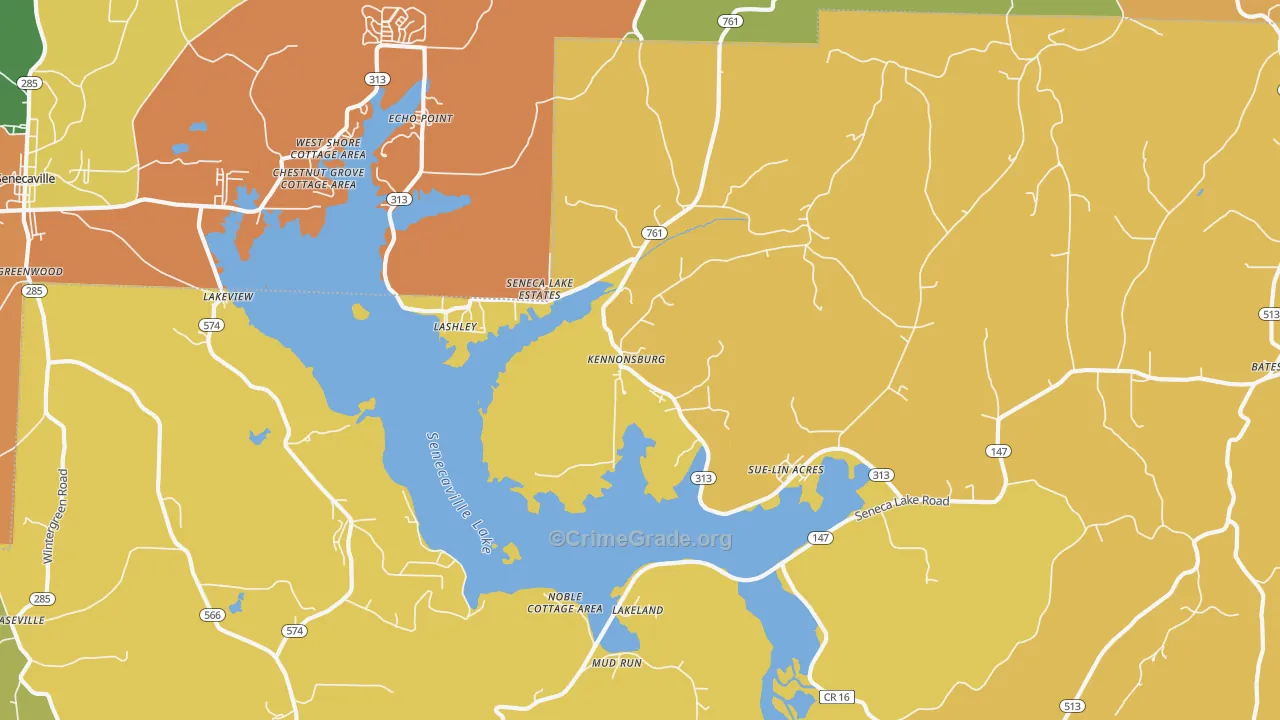 Kennonsburg, OH Map of Robbery Rates