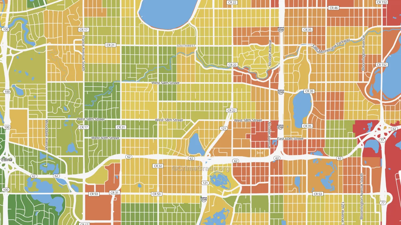Kenny, Minneapolis, MN Map of Robbery Rates