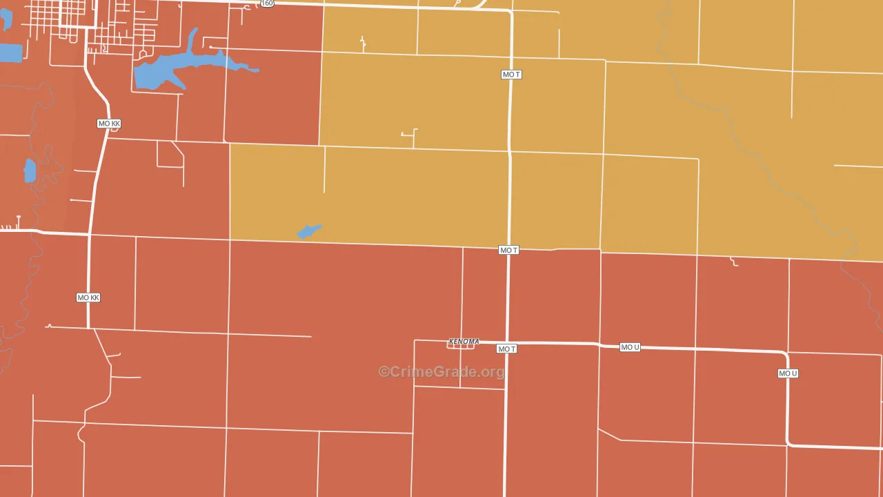 Kenoma, MO Map of Robbery Rates