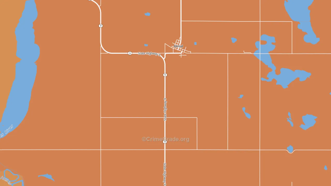 Kensal, ND Map of Robbery Rates