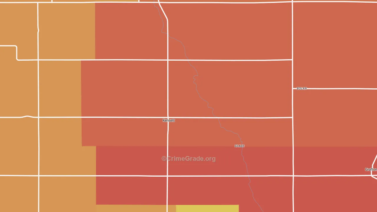Kensett, IA Map of Robbery Rates