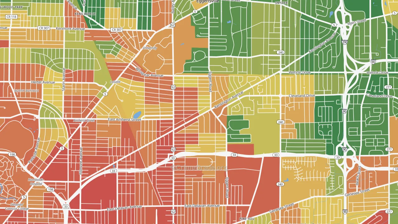 Kensington, Buffalo, NY Map of Robbery Rates