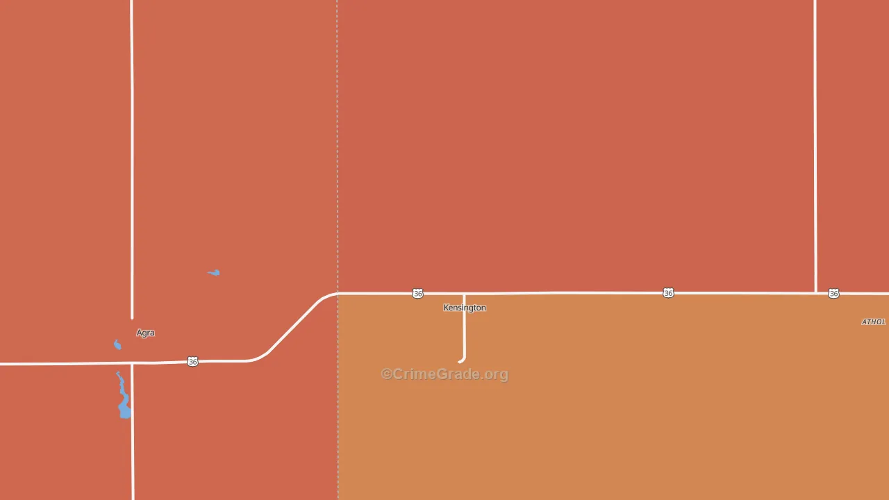 Kensington, KS Map of Robbery Rates