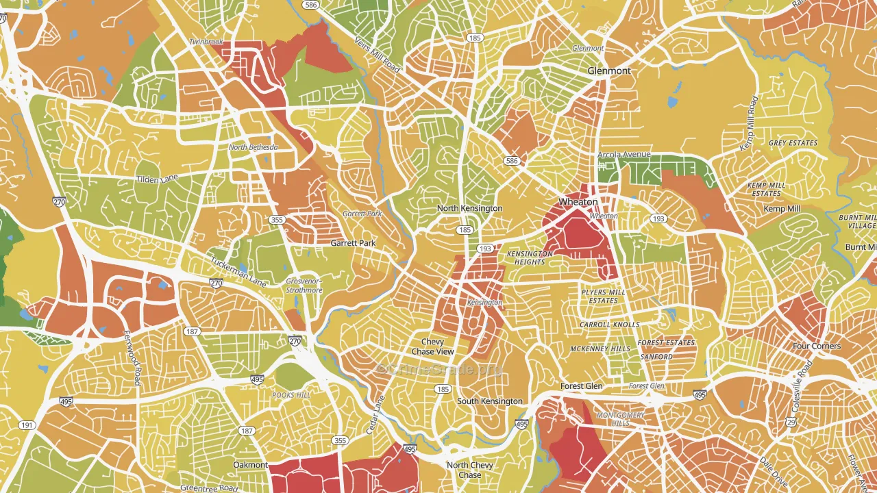 Kensington, MD Map of Robbery Rates
