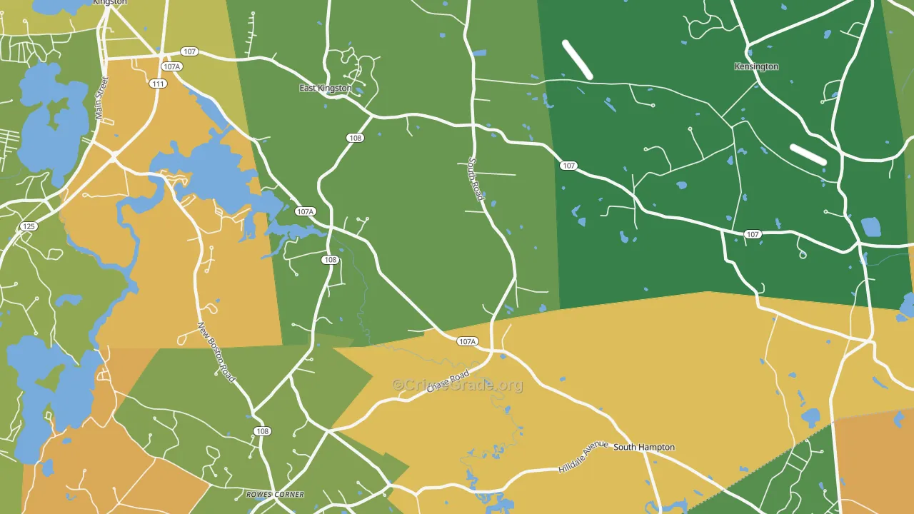 Kensington, NH Map of Robbery Rates