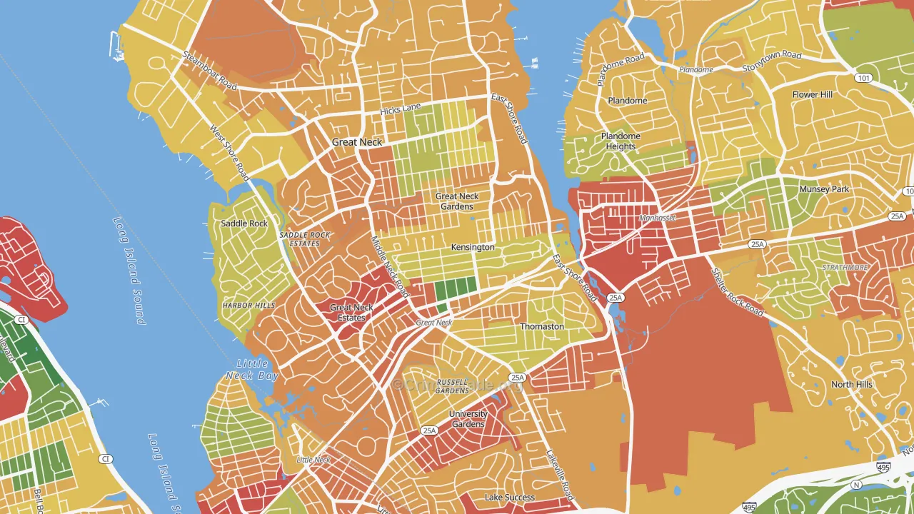 Kensington, NY Map of Robbery Rates