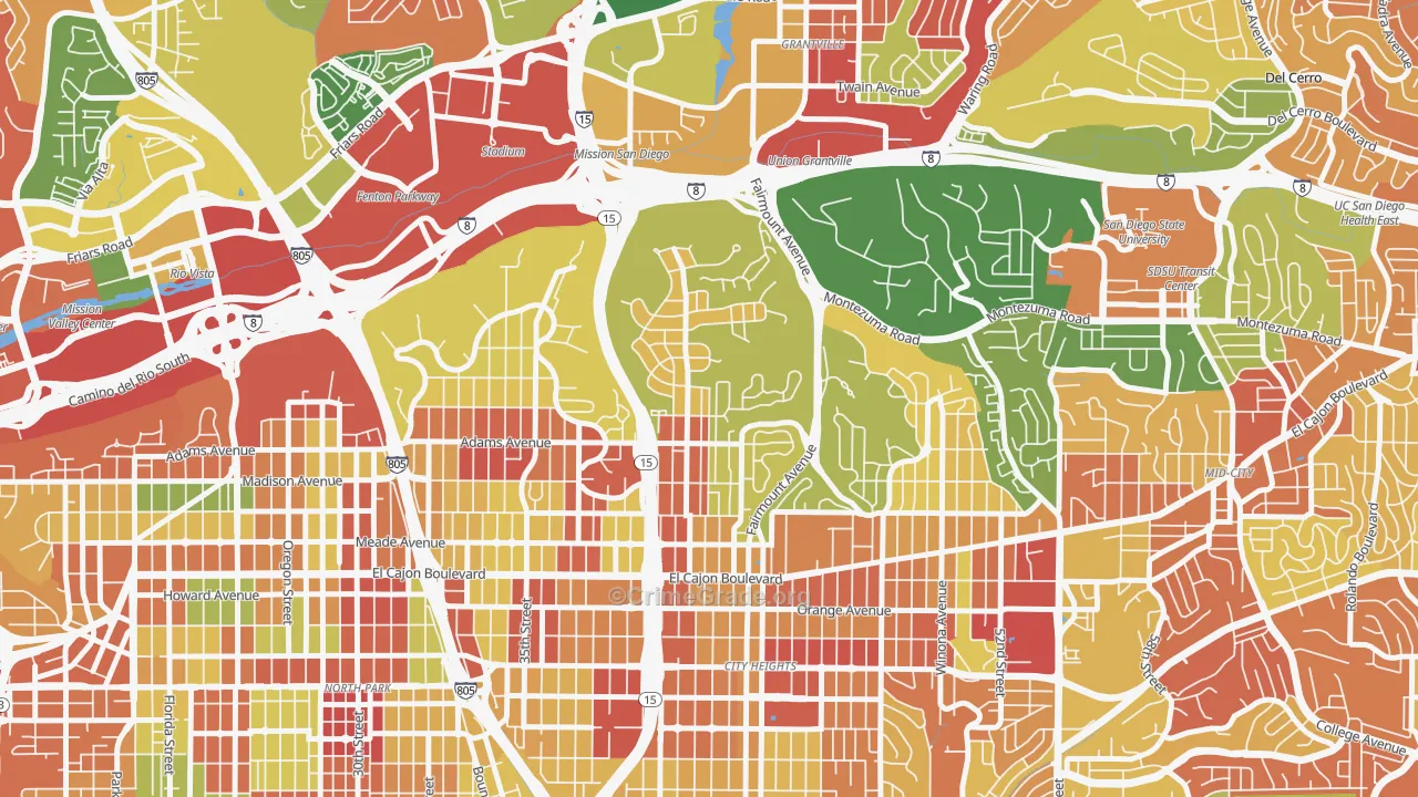 Kensington, San Diego, CA Map of Robbery Rates