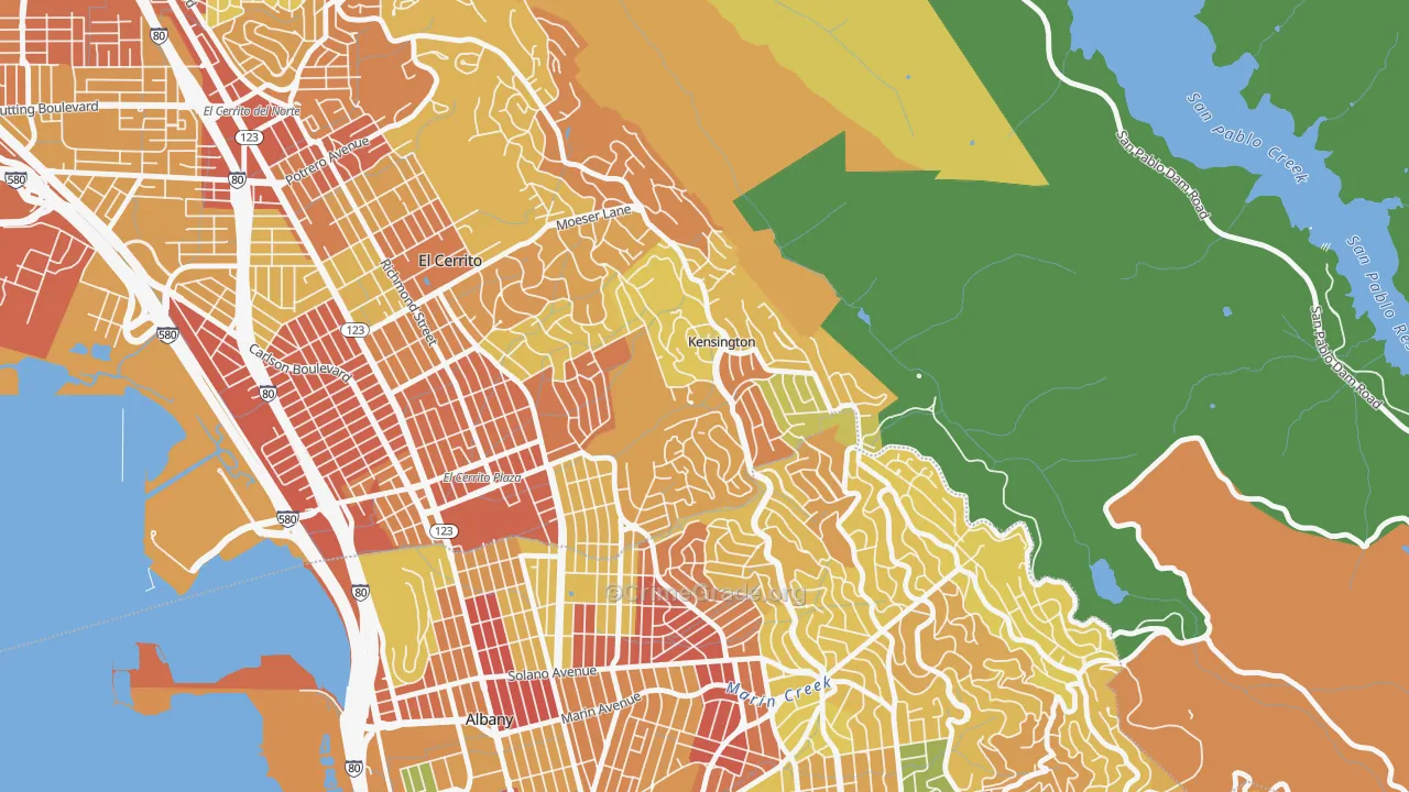 Kensington-San Francisco, Berkeley, CA Map of Robbery Rates
