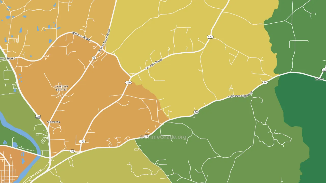 Kent, AL Map of Robbery Rates