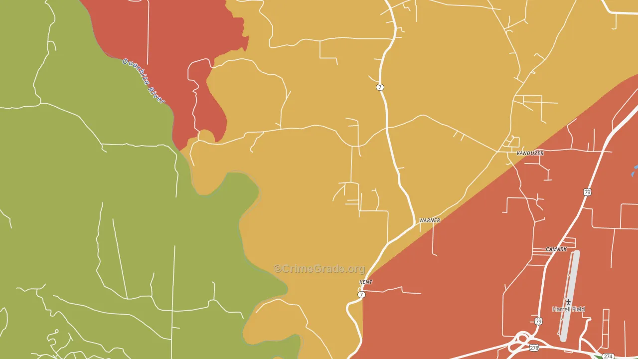 Kent, AR Map of Robbery Rates
