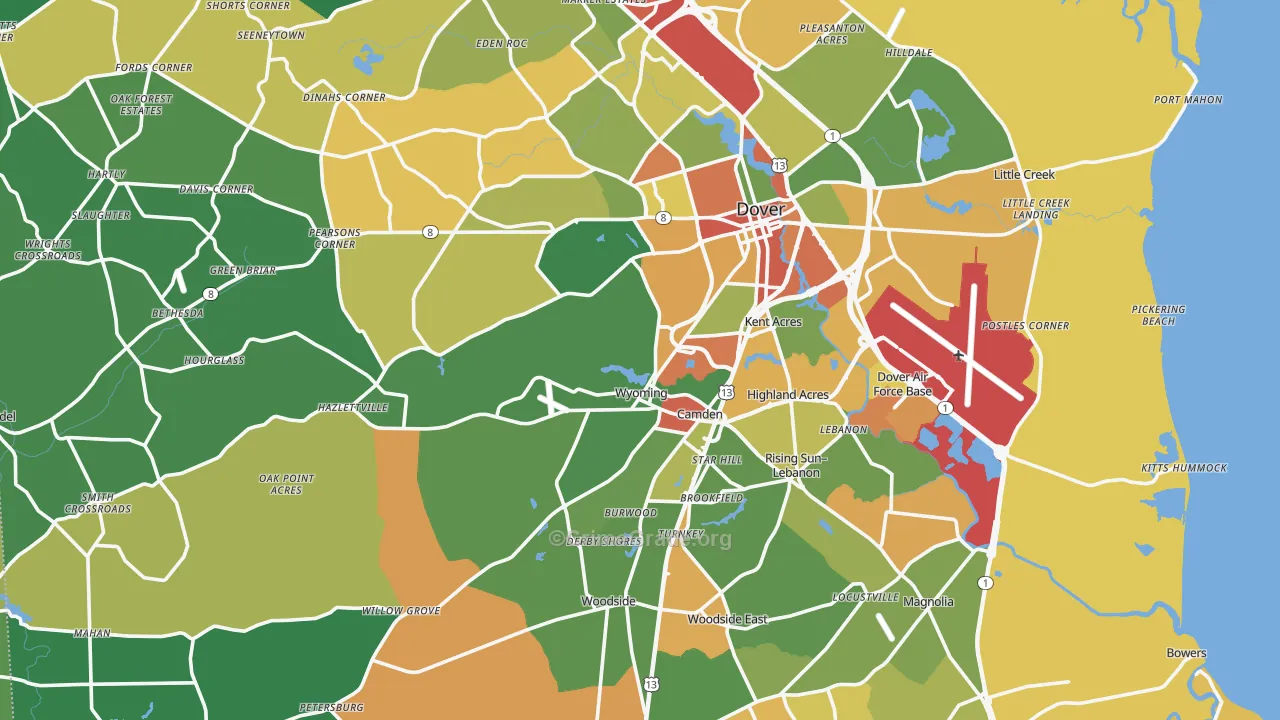 Kent County, DE Map of Robbery Rates
