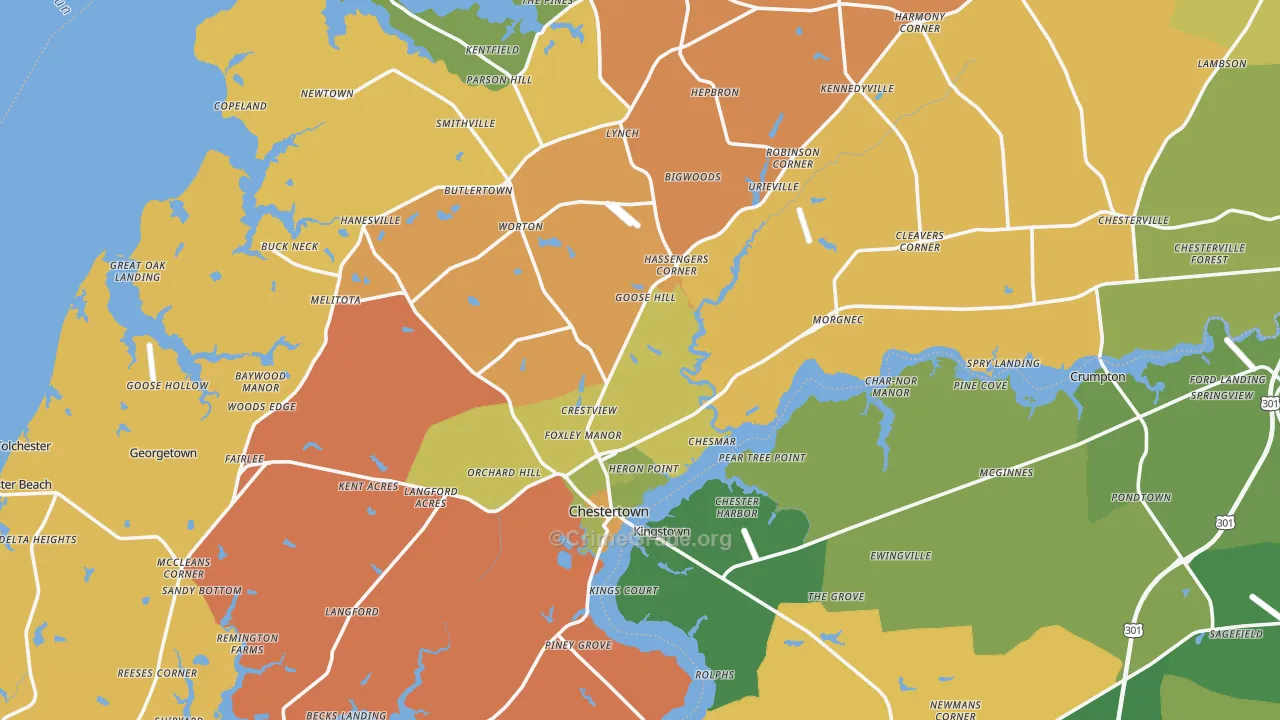 Kent County, MD Map of Robbery Rates