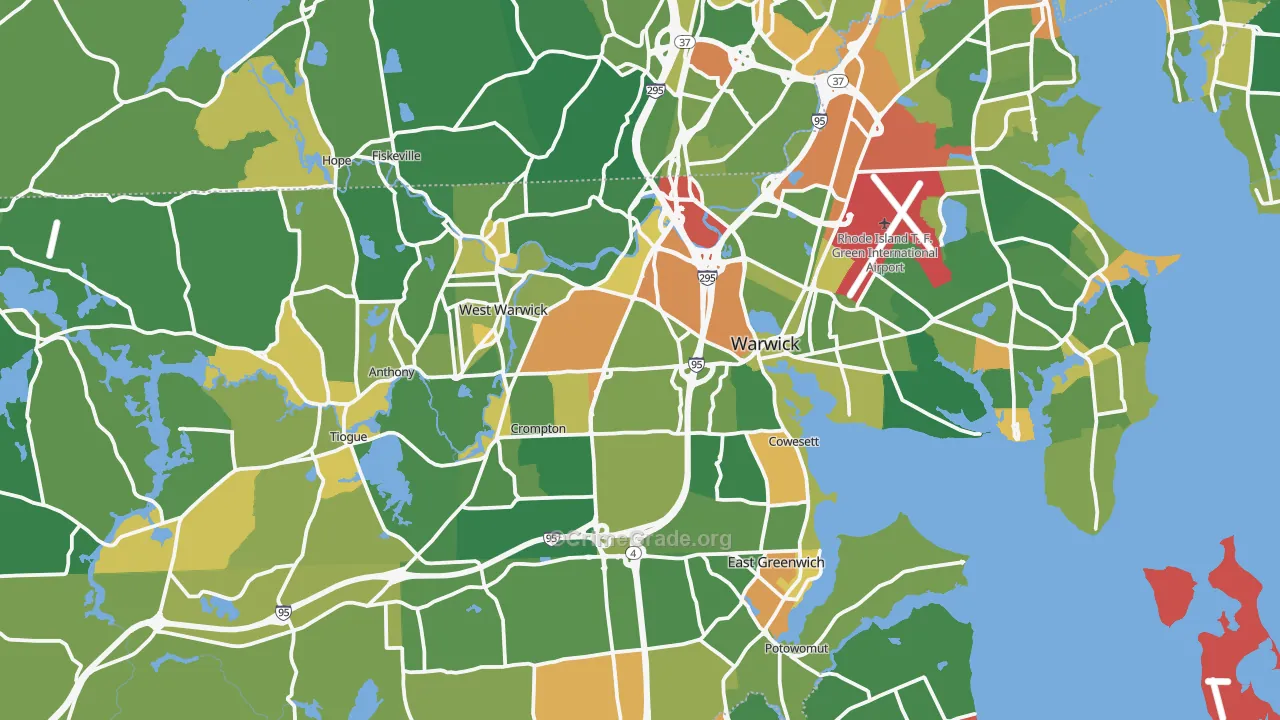 Kent County, RI Map of Robbery Rates