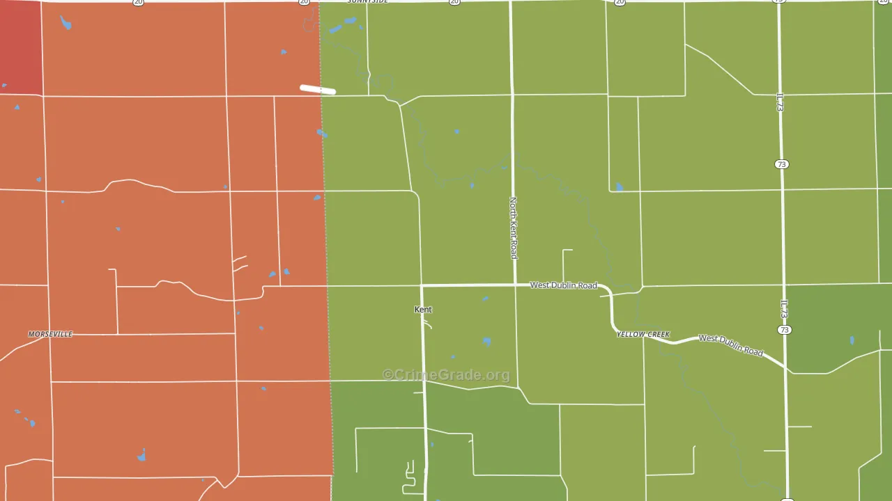 Kent, IL Map of Robbery Rates