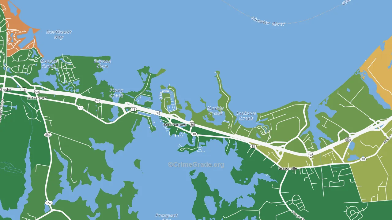 Kent Narrows, MD Map of Robbery Rates