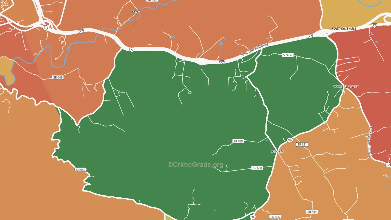 Kent, VA Map of Robbery Rates