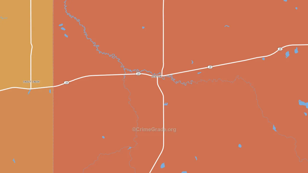Kenton, MI Map of Robbery Rates