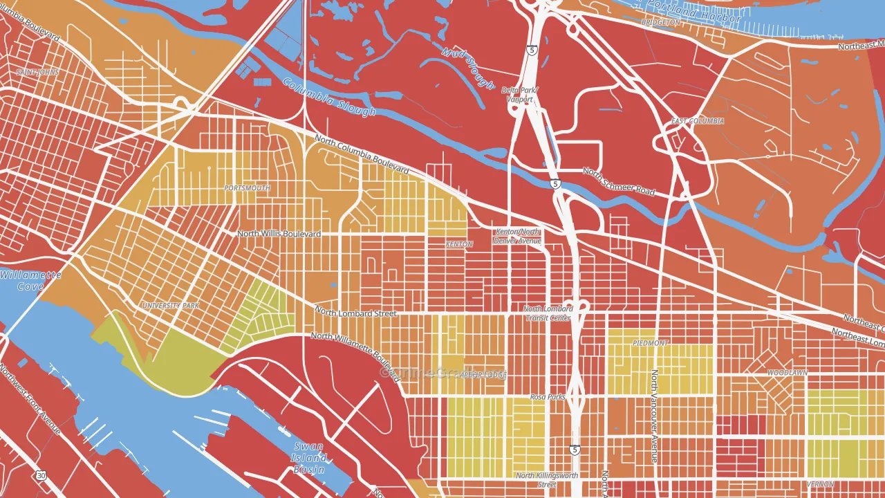 Kenton, Portland, OR Map of Robbery Rates