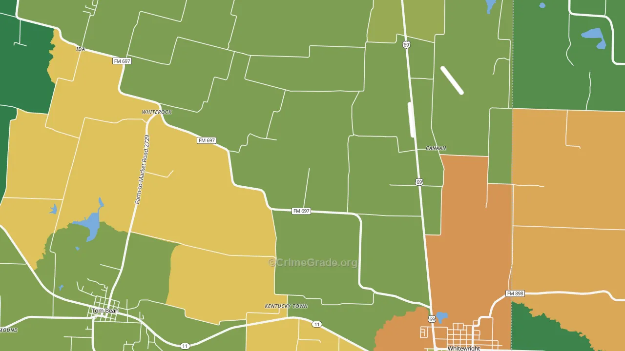 Kentuckytown, TX Map of Robbery Rates