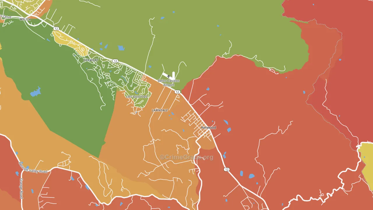 Kenwood, CA Map of Robbery Rates