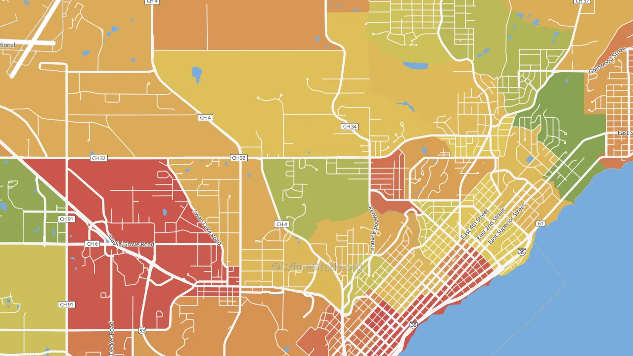 Kenwood-Duluth, Duluth, MN Map of Robbery Rates