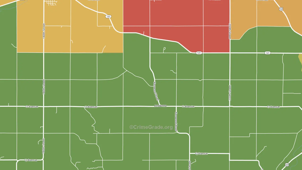 Kenwood, IA Map of Robbery Rates