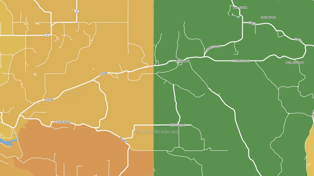 Kenwood, OK Map of Robbery Rates