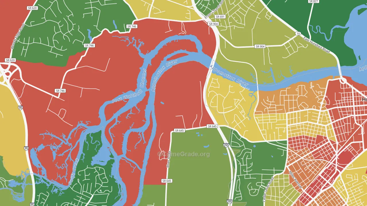 Kenwood, VA Map of Robbery Rates