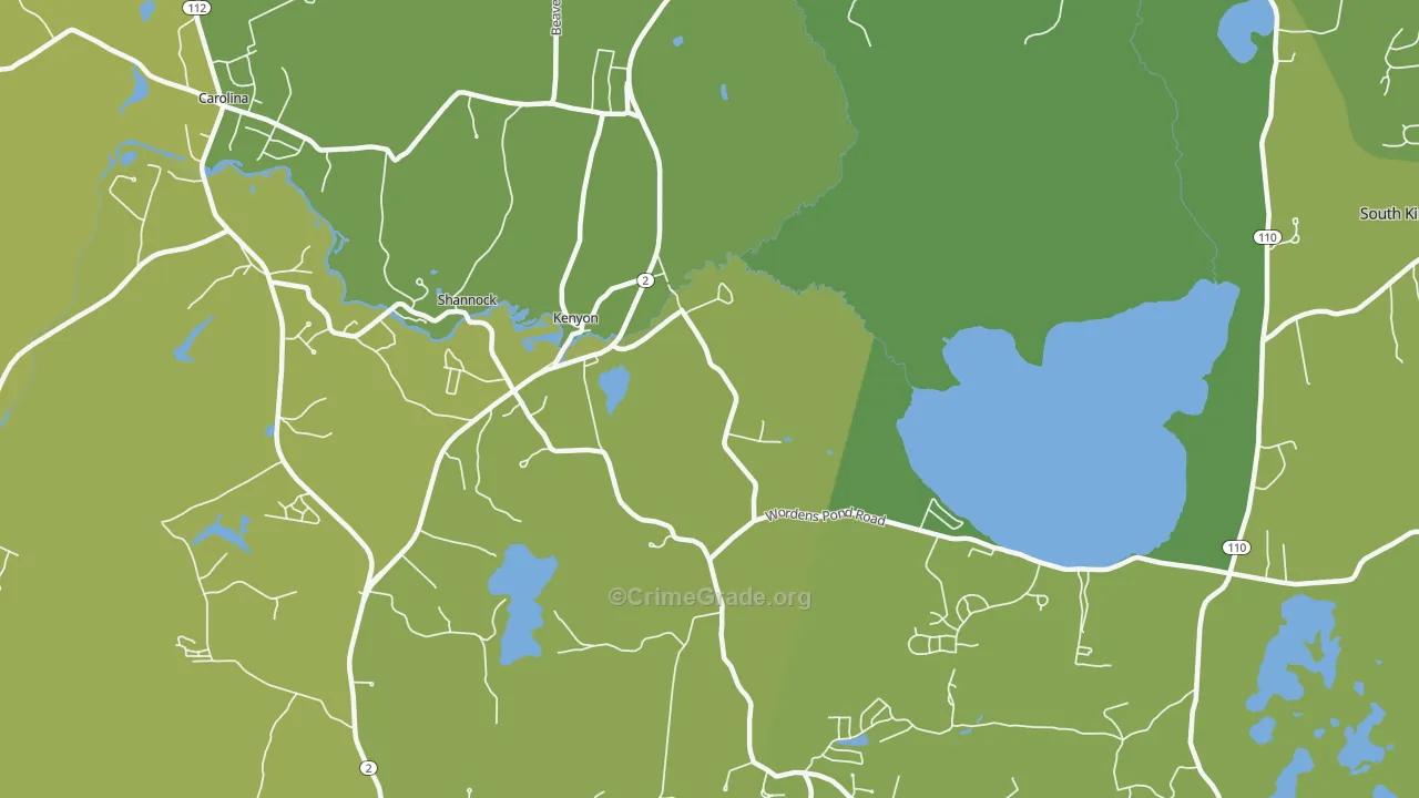 Kenyon, RI Map of Robbery Rates