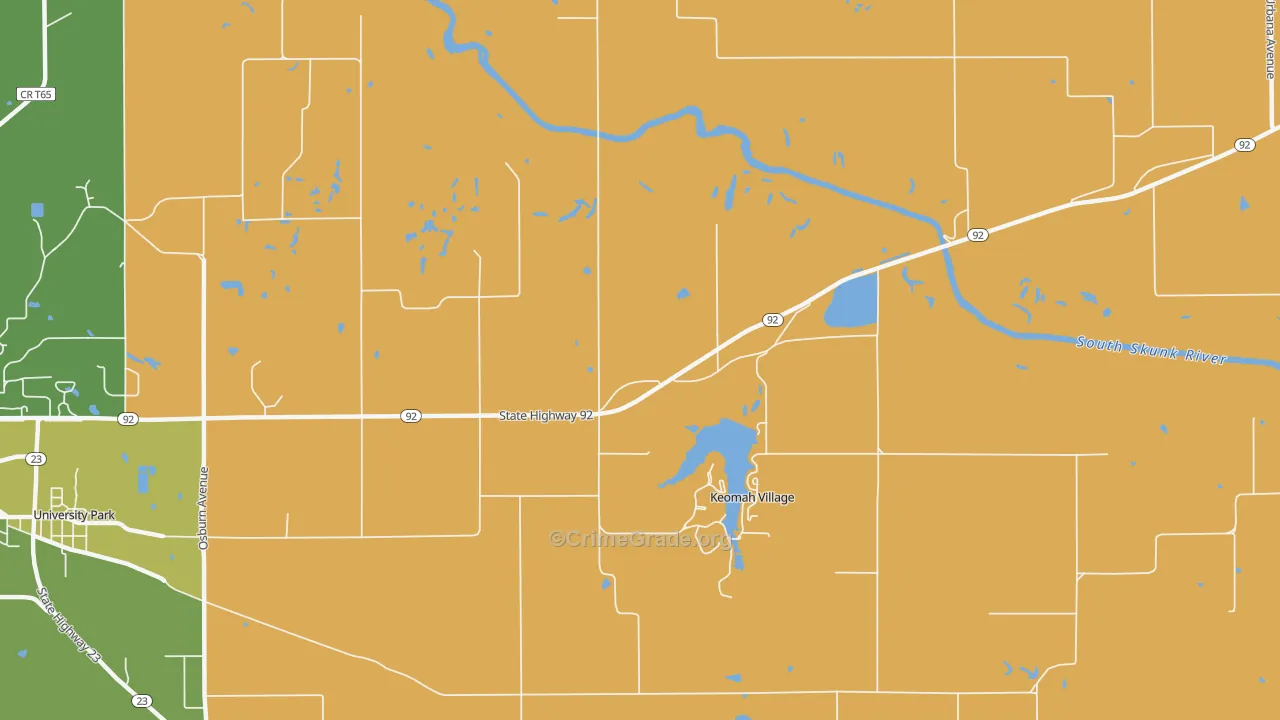 Keomah Village, IA Map of Robbery Rates