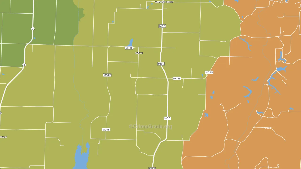 Keota, MO Map of Robbery Rates