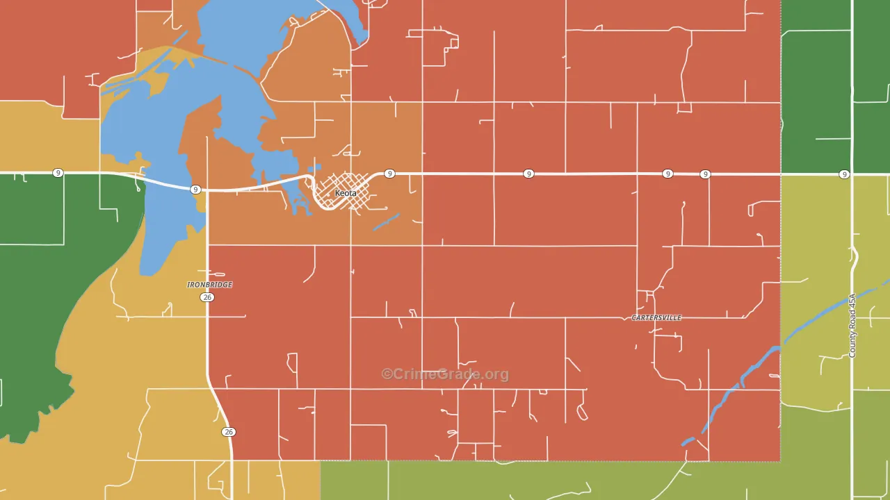 Keota, OK Map of Robbery Rates