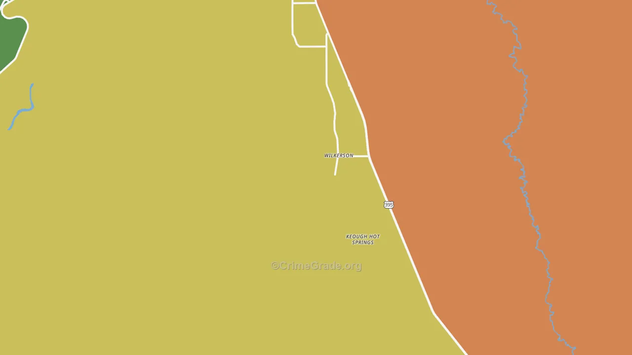 Keough Hot Springs, CA Map of Robbery Rates