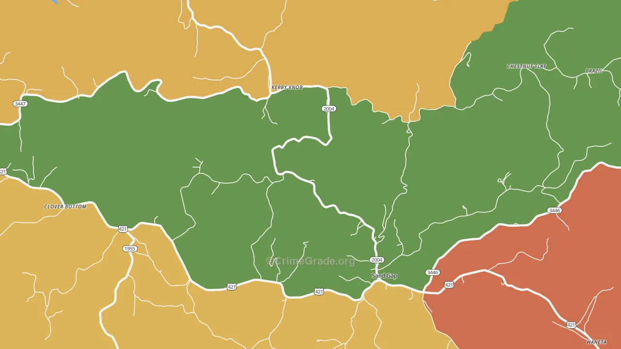Kerby Knob, KY Map of Robbery Rates