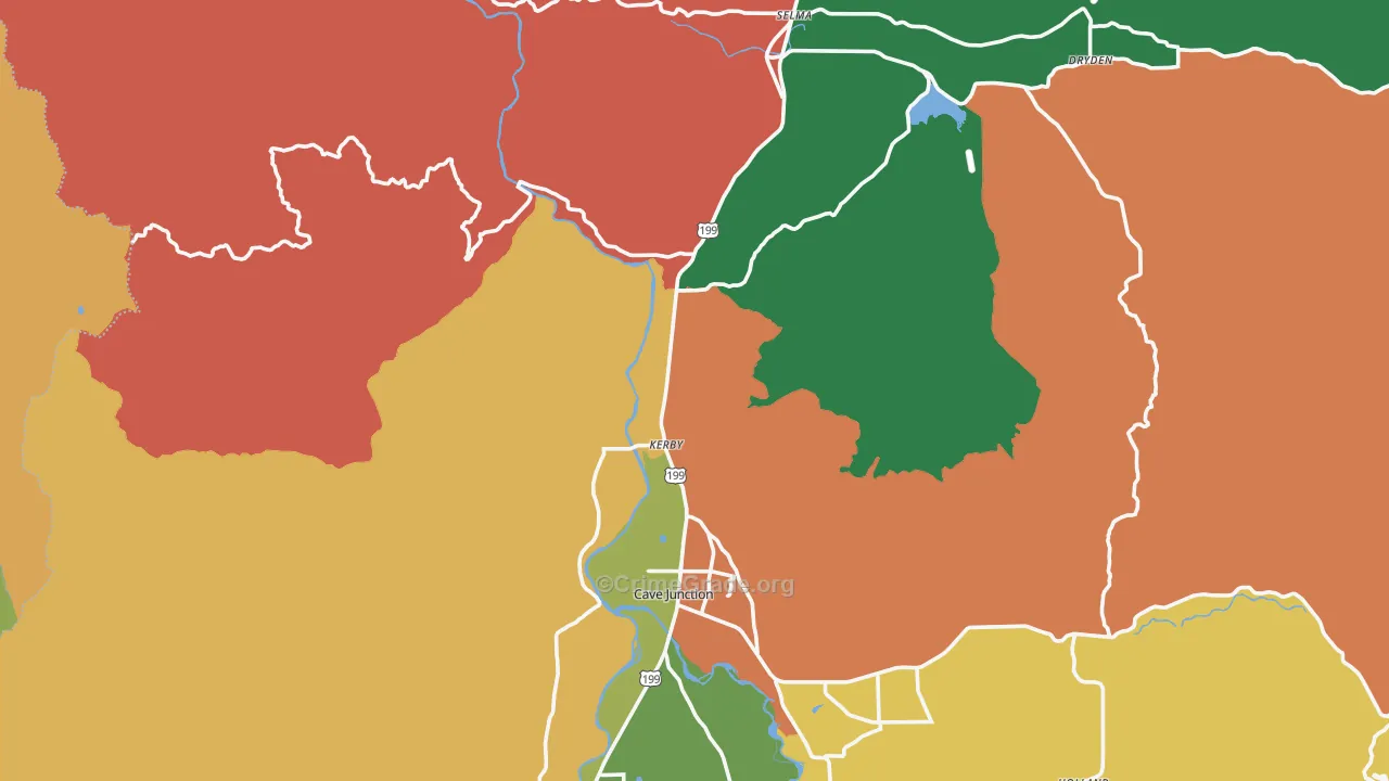 Kerby, OR Map of Robbery Rates