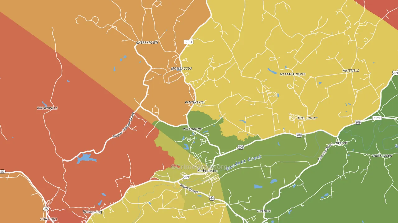 Kerhonkson, NY Map of Robbery Rates