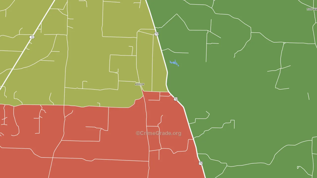 Kerlin, AR Map of Robbery Rates