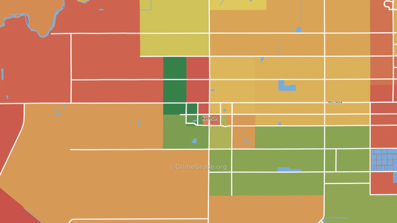 Kerman, CA Map of Robbery Rates