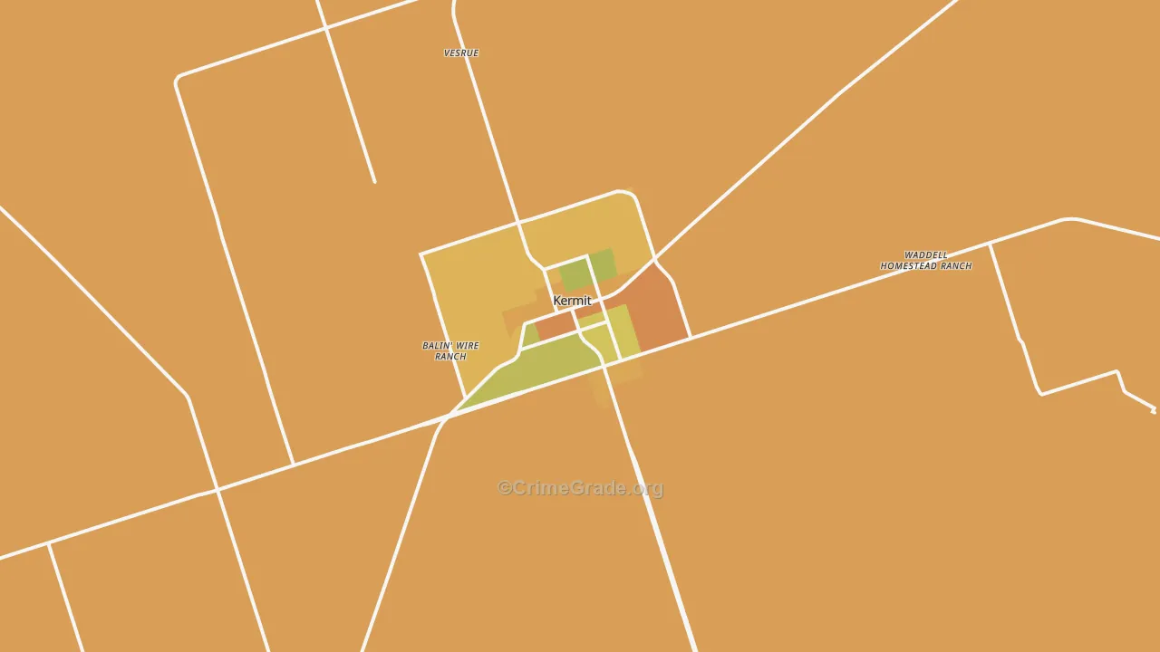 Kermit, TX Map of Robbery Rates
