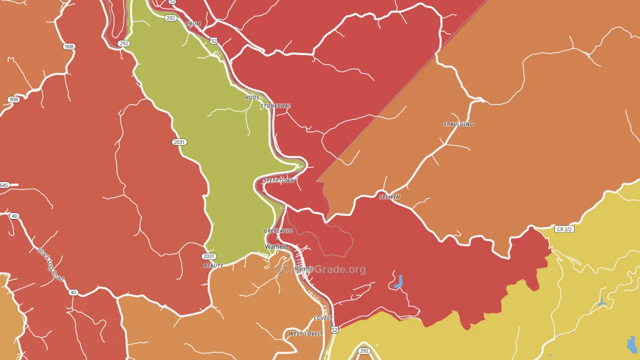 Kermit, WV Map of Robbery Rates