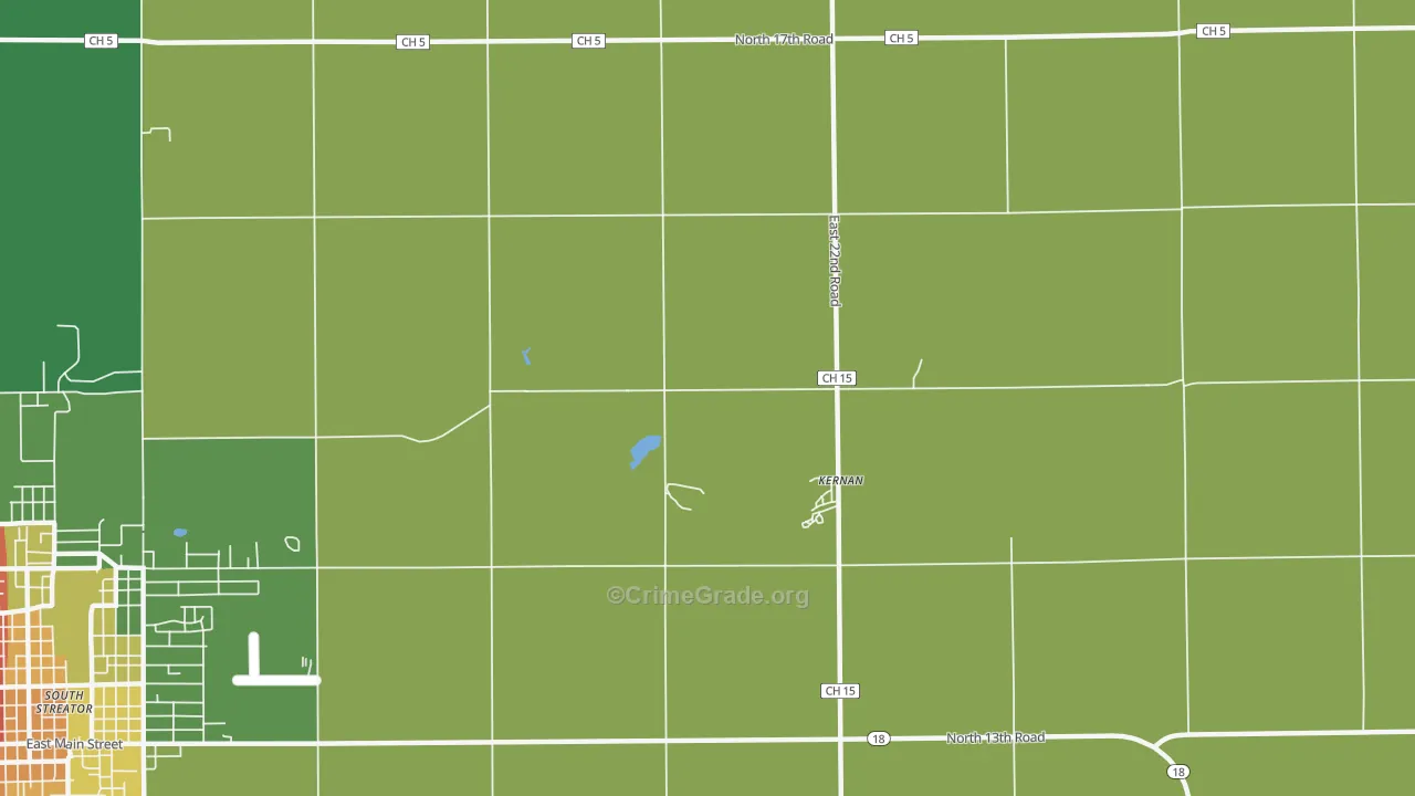 Kernan, IL Map of Robbery Rates