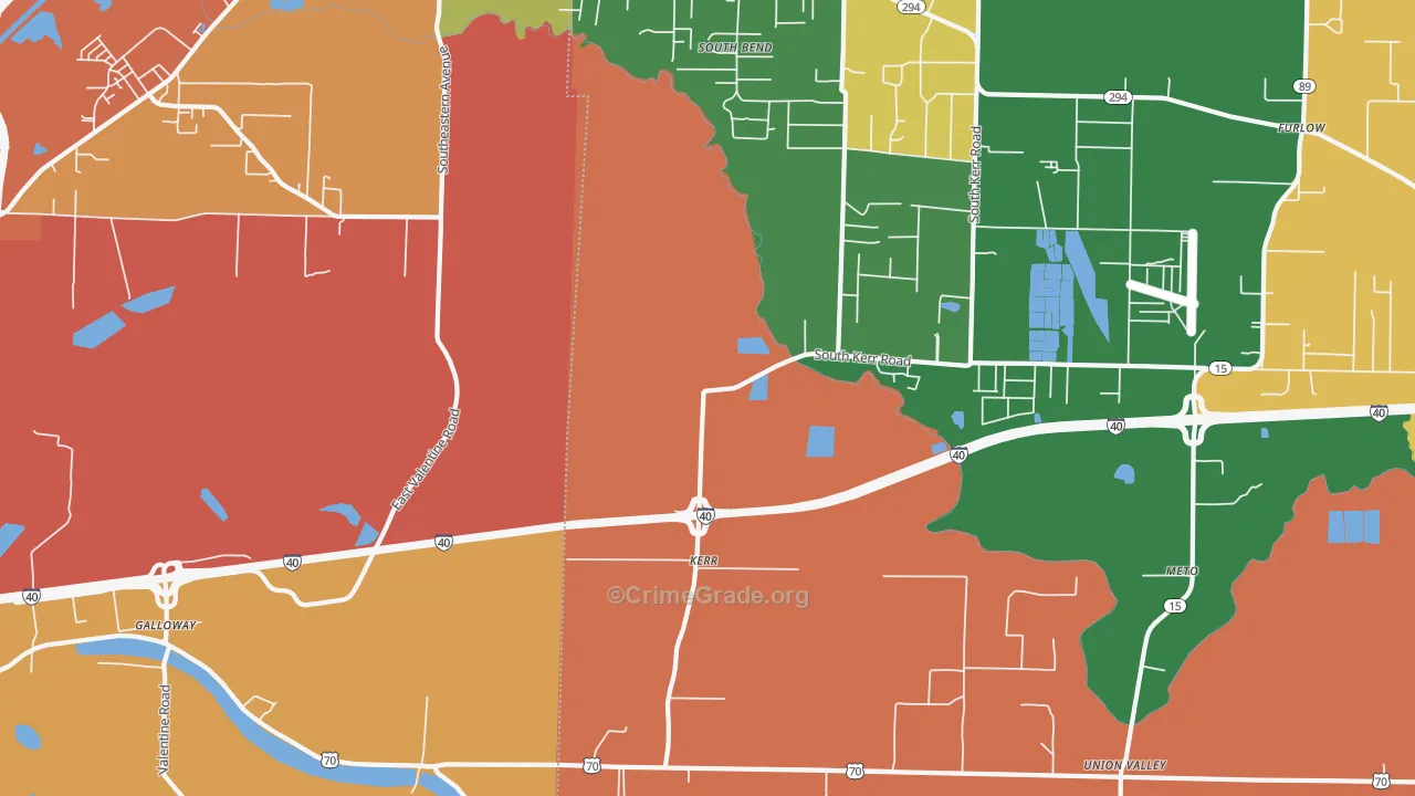 Kerr, AR Map of Robbery Rates