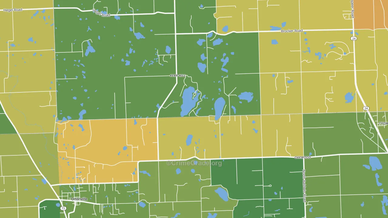 Kerr Hill, MI Map of Robbery Rates