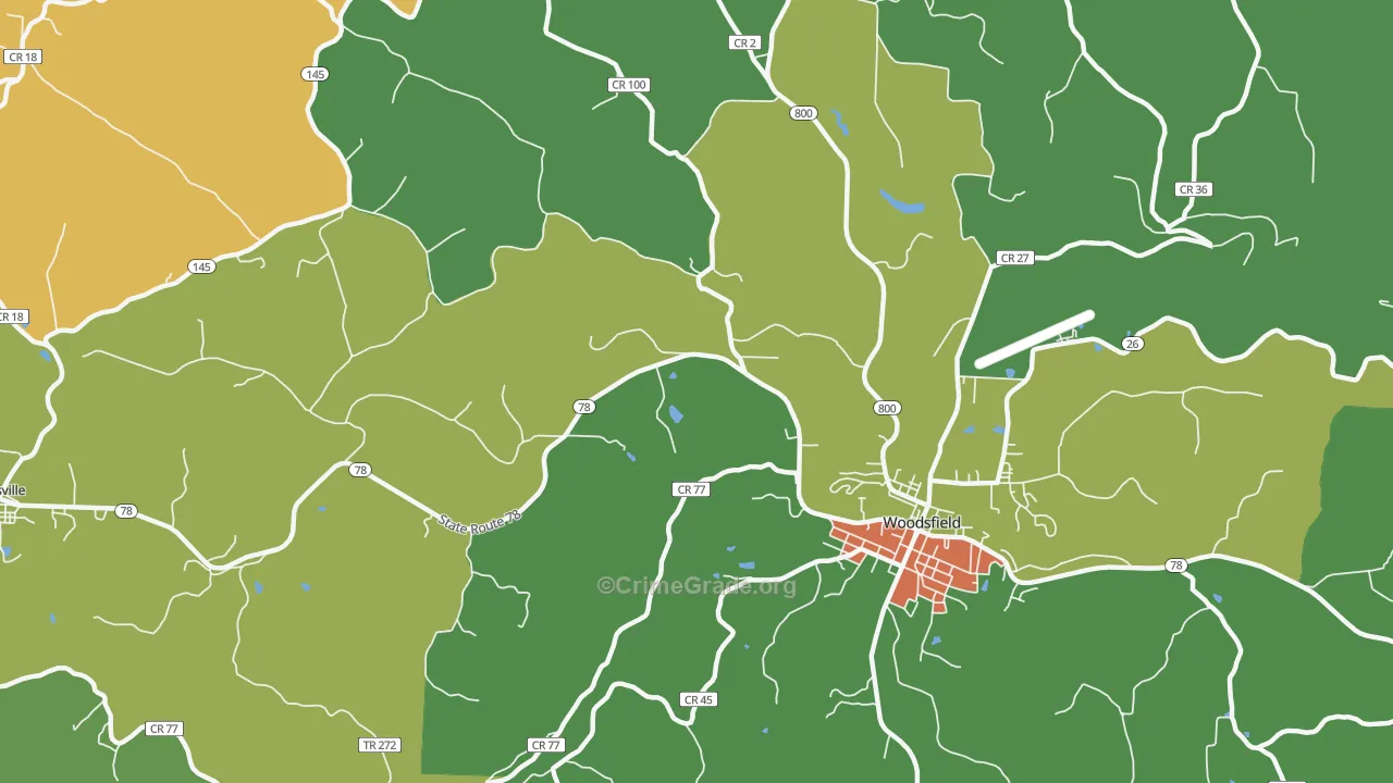 Kerr, OH Map of Robbery Rates