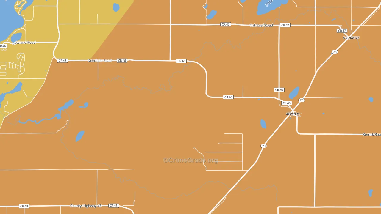 Kerrick, MN Map of Robbery Rates