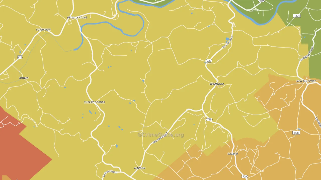 Kerrmoor, PA Map of Robbery Rates