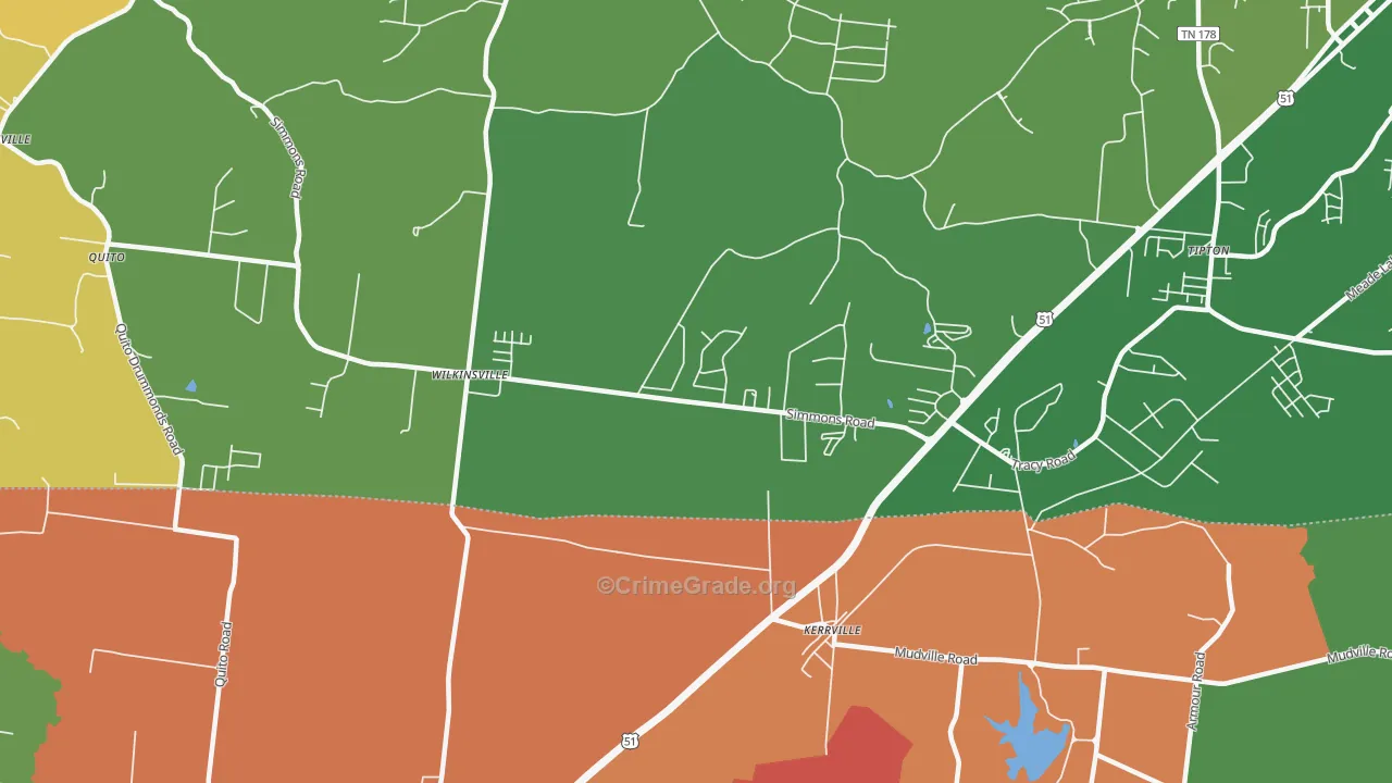 Kerrville, TN Map of Robbery Rates
